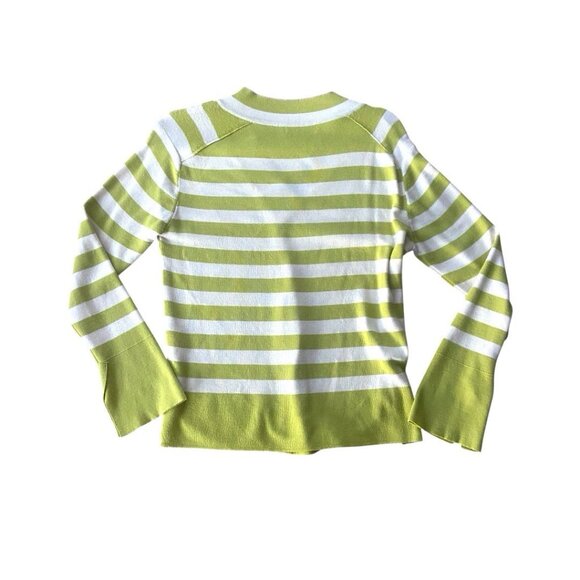 Women’s Bell Sleeve Sweater Green And White Size M - Picture 4 of 7